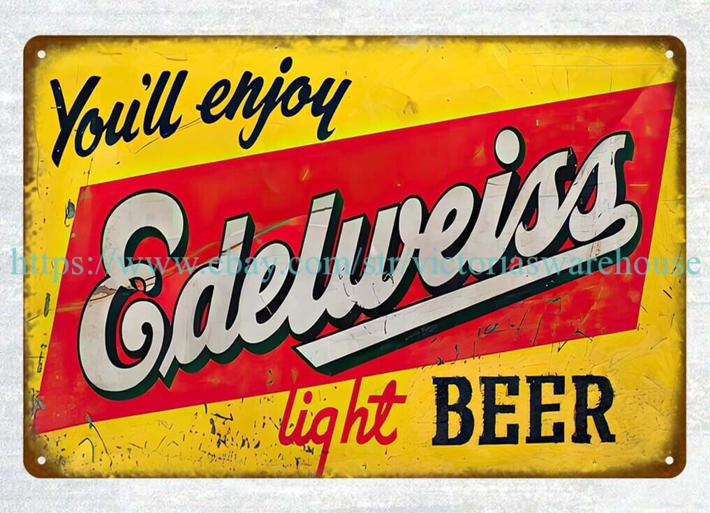 ENJOY EDELWEISS LIGHT BEER CHICAGO metal tin sign auto garage decorating ideas