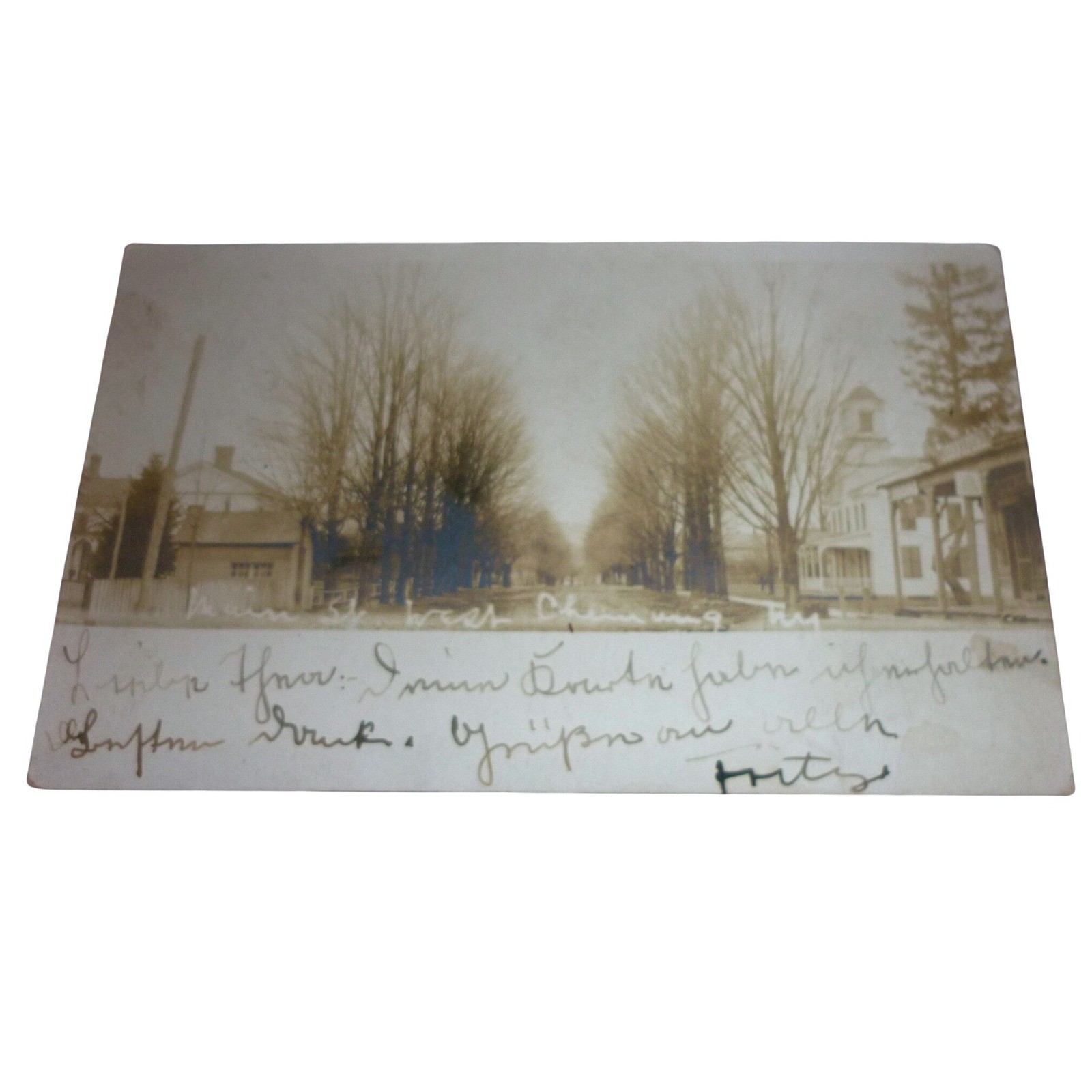1907 West Chemung NY Main Street Church Street Scene RPPC
