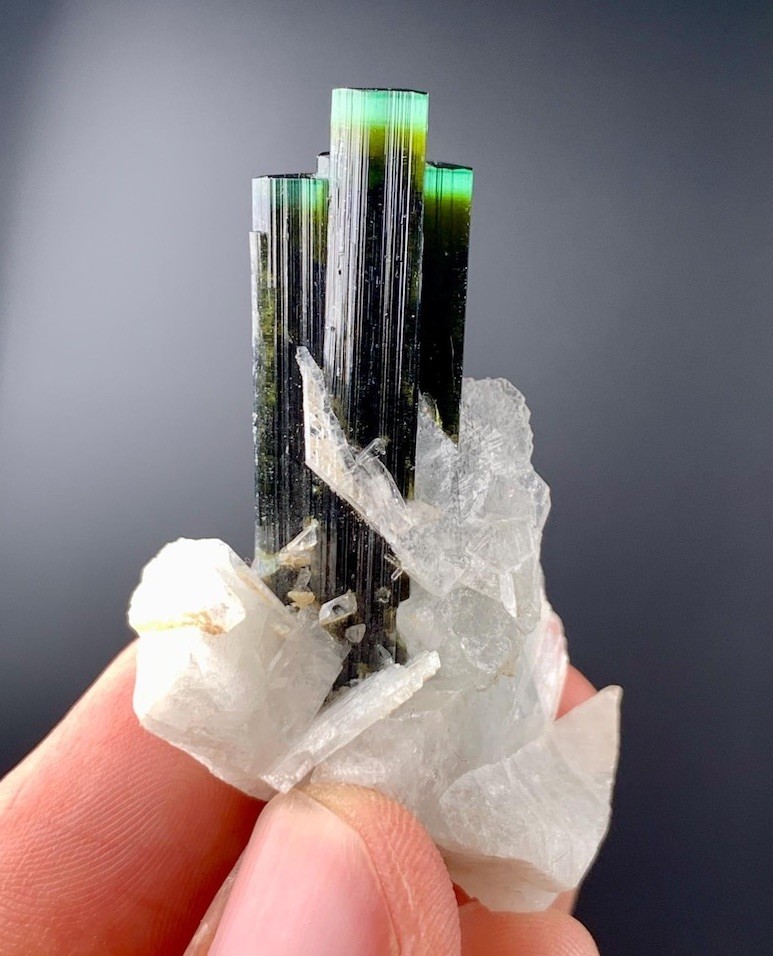 Natural Tri Color Tourmaline Cluster With Albite From Skardu Pakistan - 25 Gram Natural Tri Color Tourmaline Cluster With Albite From Skardu Pakistan - 25 Gram