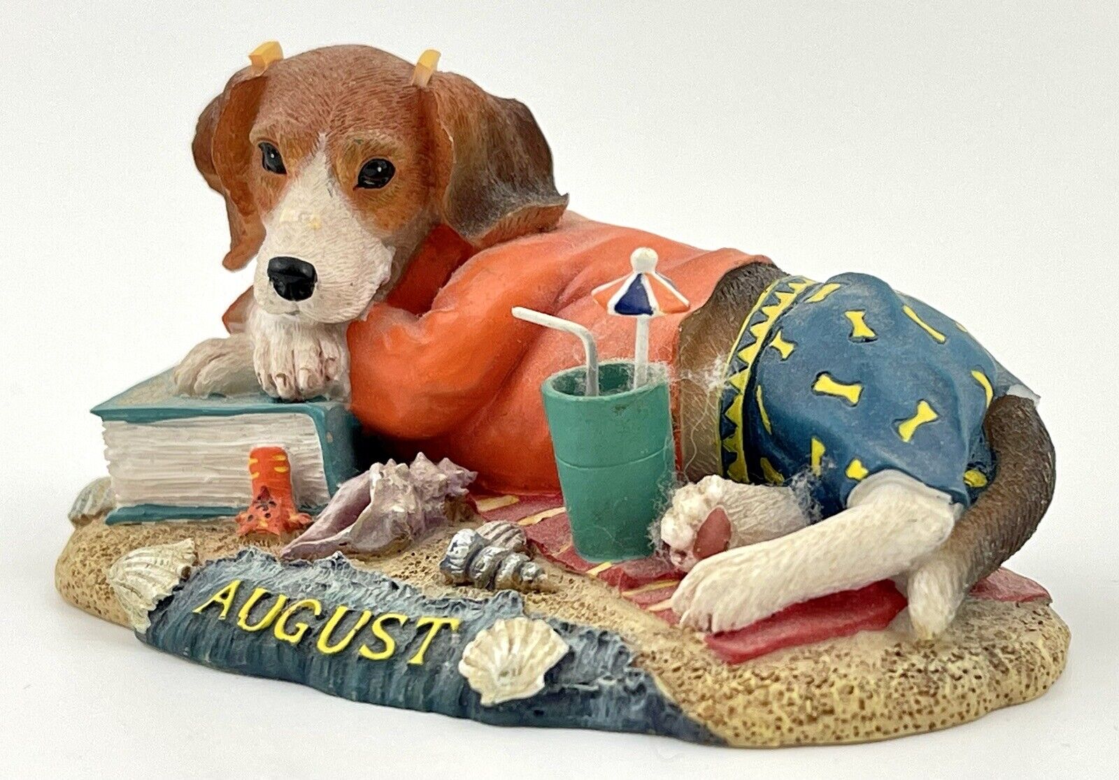 Danbury Mint Beagle Dog AUGUST Month Perpetual Calendar Figurine Figure