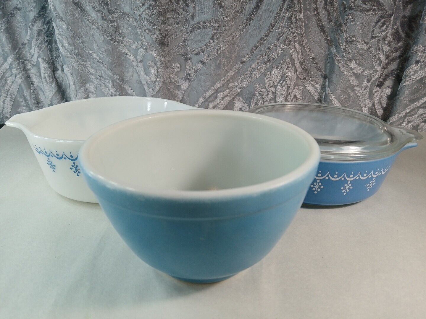 Vintage Pyrex Blue Small Mixing Bowl Nesting  1940's  Blue 1/  1 1/2 Pt, 1 / 1pt