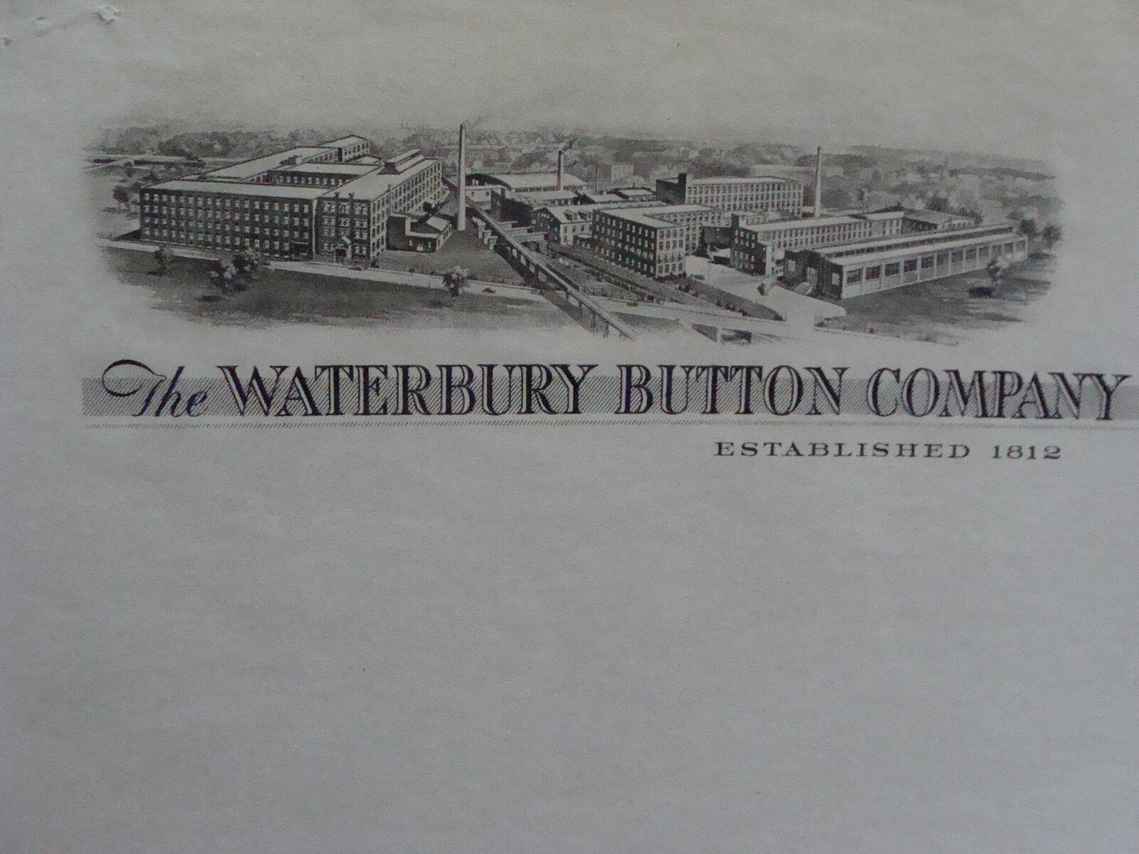 orig 1940s Printing ex. PHOTOGRAVURE Letterhead: WATERBURY BUTTON Co. 1942