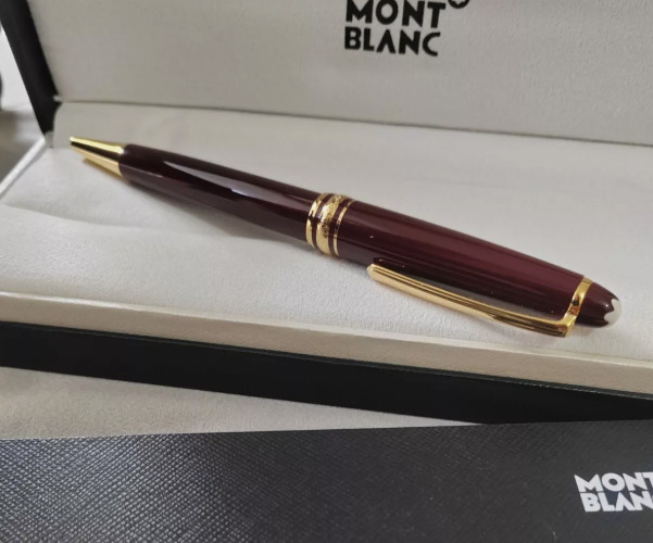 Luxury Montblanc Meisterstück Burgundy 164R Red Ballpoint Pen Gold Trim New