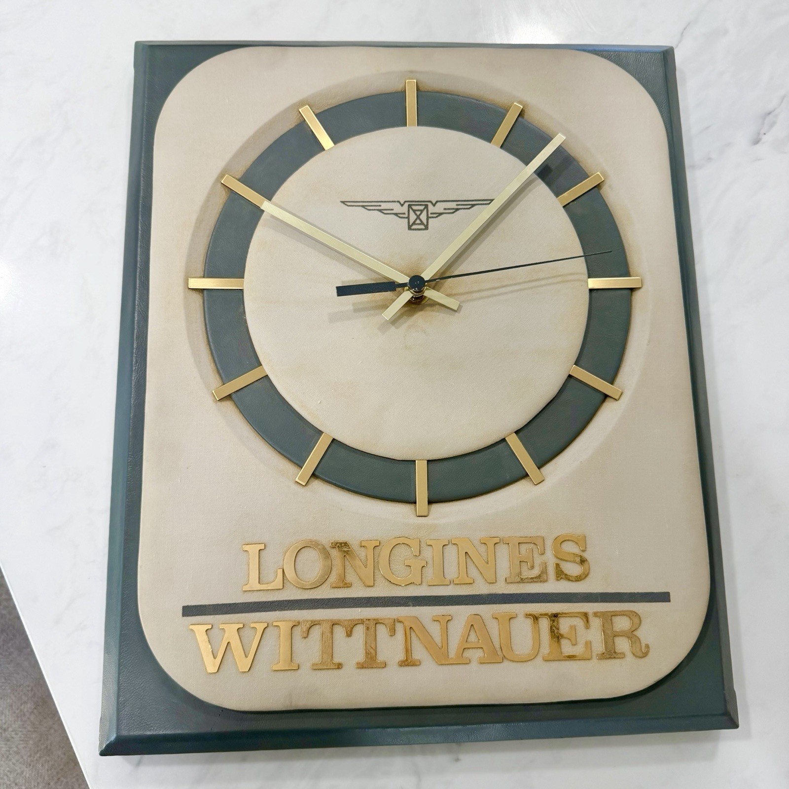 Vintage 1960’s Longines Wittnauer Advertising Quartz Wall Clock 14”x17” WORKS