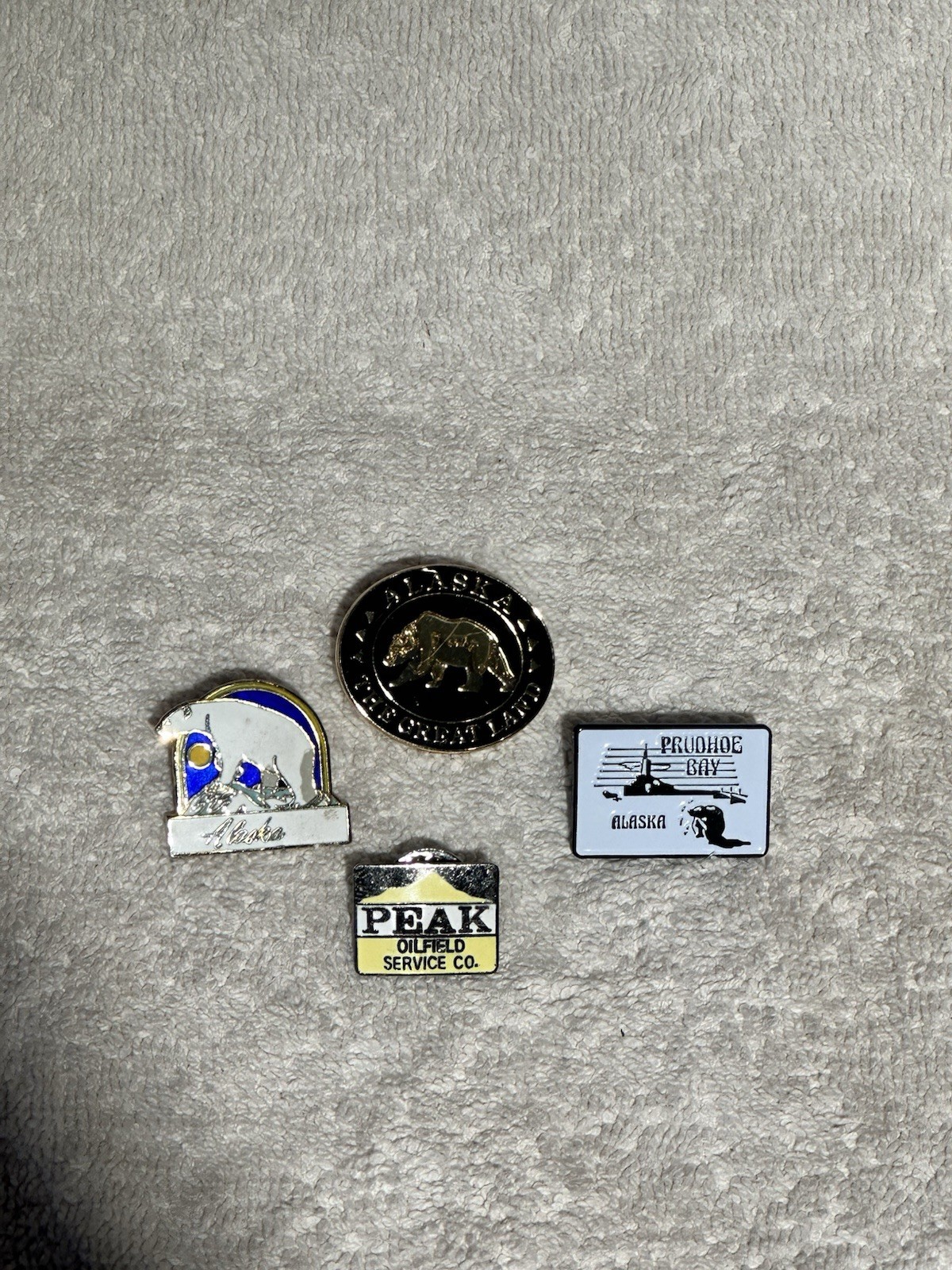 Vintage Alaska Enamel Pin Lot Prudhoe Bay Peak Oilfield Service Co Grizzly Polar