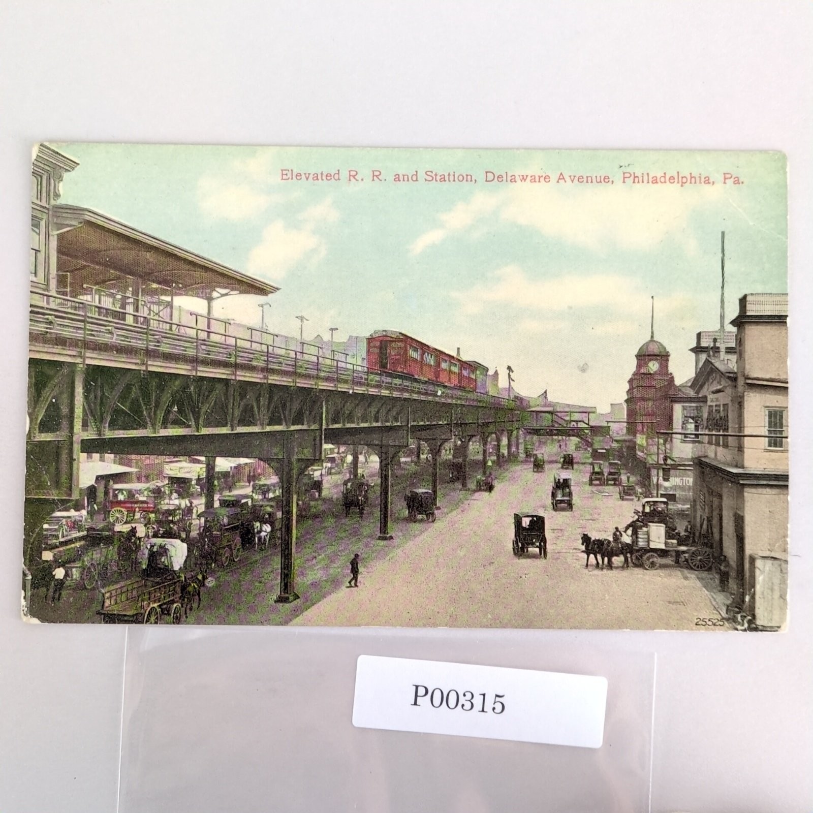 Antique 1910s Postcard Elevated Railroad & Station Delaware Ave Philadelphia PA Antique 1910s Postcard Elevated Railroad & Station Delaware Ave Philadelphia PA