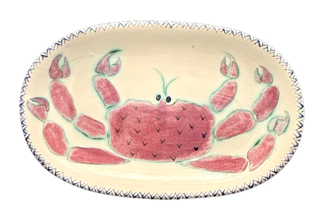 Rare 1994 Alaska Maury Pottery Redware Crab 16x10 Serving Plate