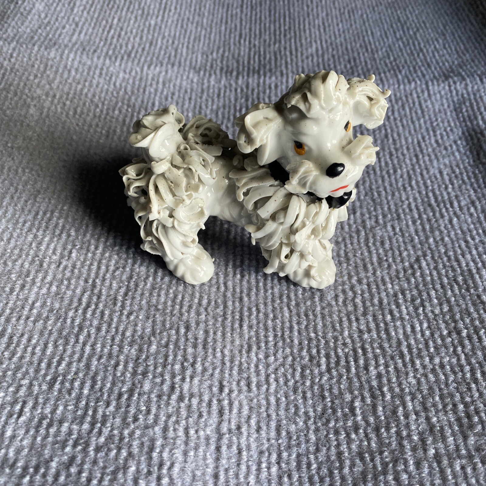 Vintage Spaghetti Poodle With Black Bow Figurine L6