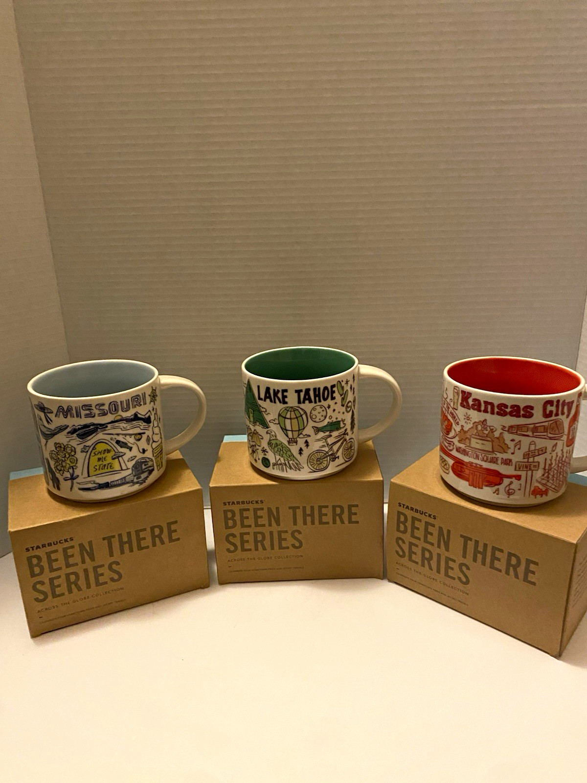 Starbucks RARE Been There Series Missouri, Lake Tahoe & Kansas City Mugs w/ Box
