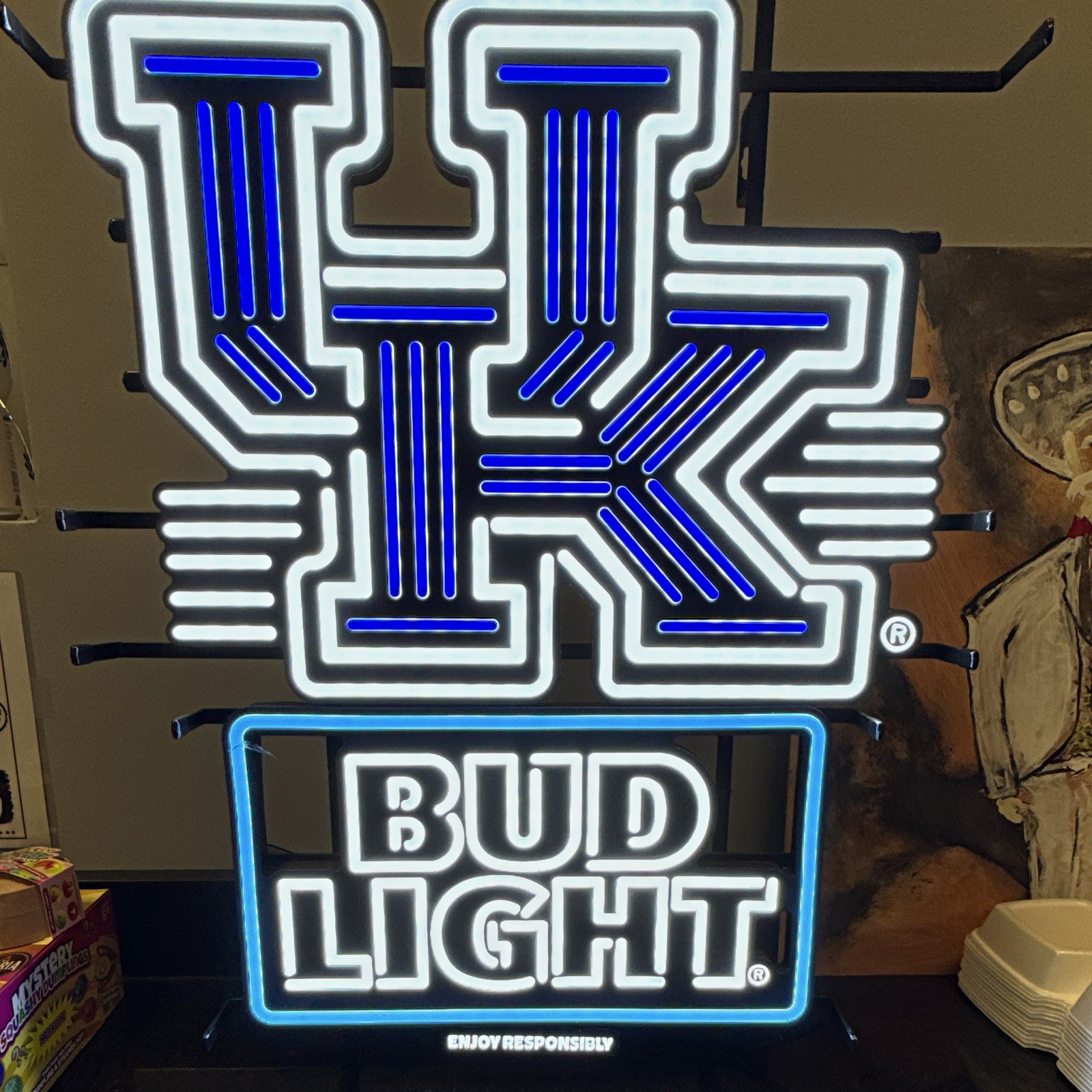 Bud Light University of Kentucky UK Lighted Bar Beer Sign Blue White
