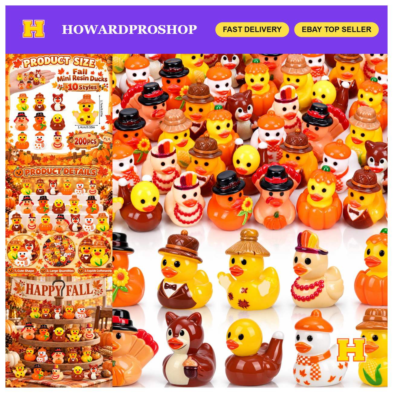 120 Pcs Miniature Fall Ducks - Bulk Resin Figurines for Thanksgiving Decor
