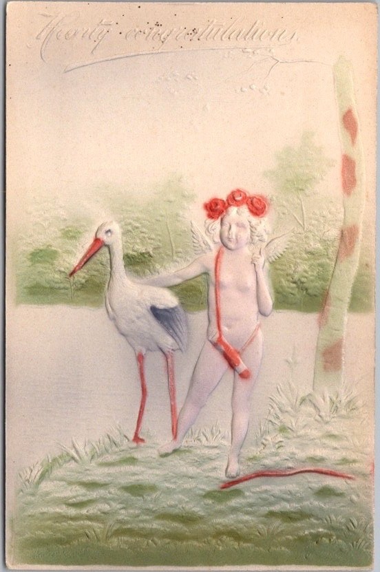 c1910s New Baby Embossed Postcard \