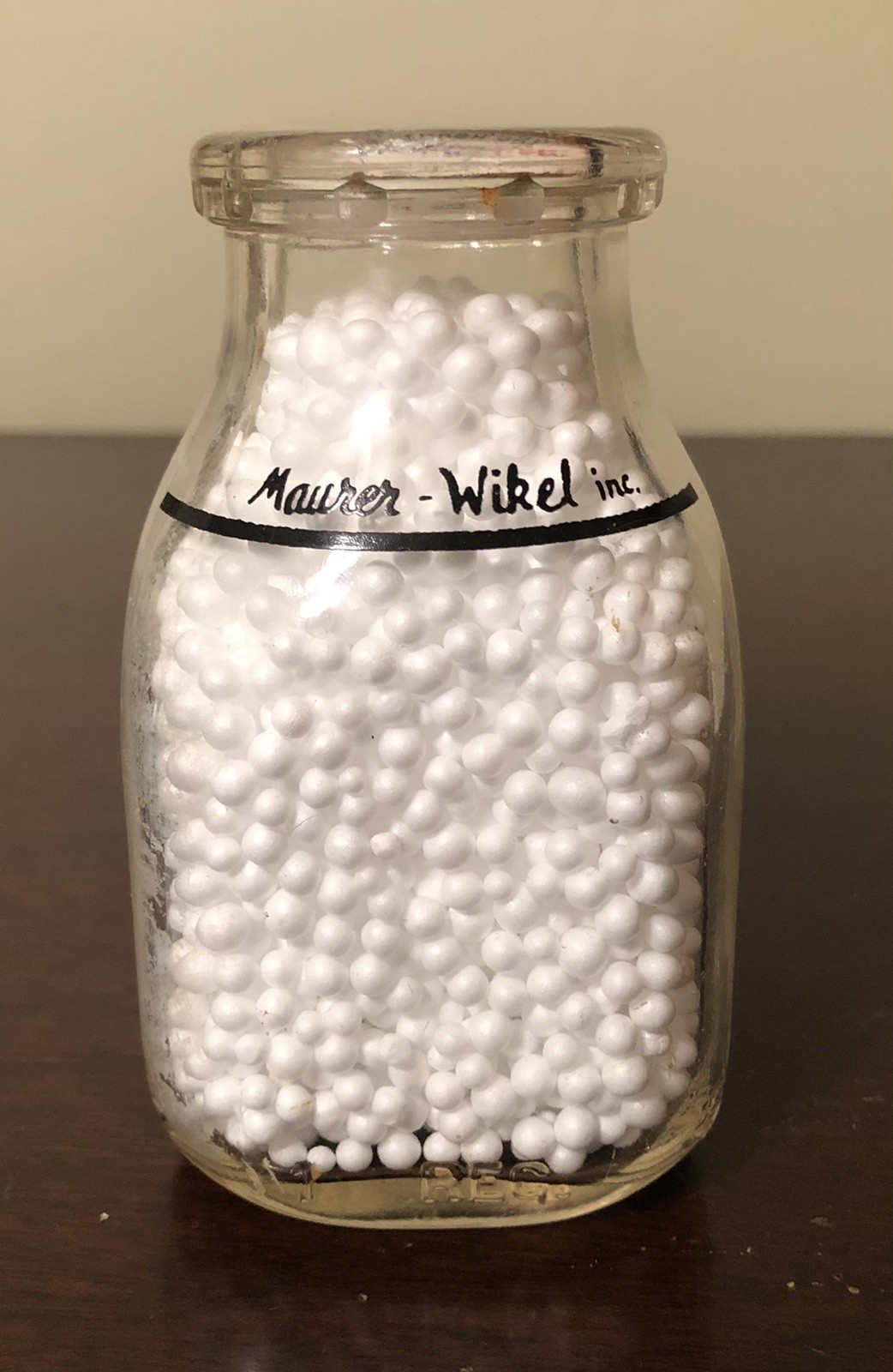 Vintage Maurer Wikel Half Pint Pyro Milk Bottle Vermilion, Ohio OH Erie Lorain