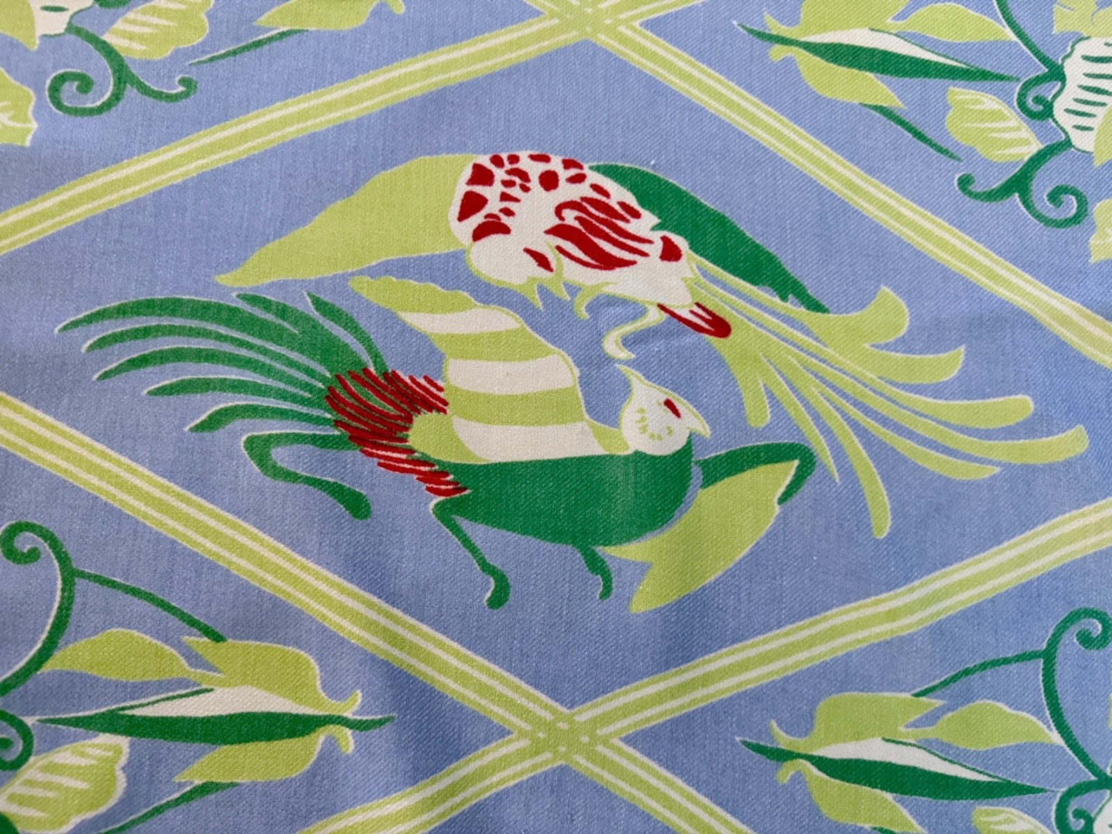 40s Hollywood by Walter Gay Lee Design Bird Mid Century Barkcloth Vintage Fabric