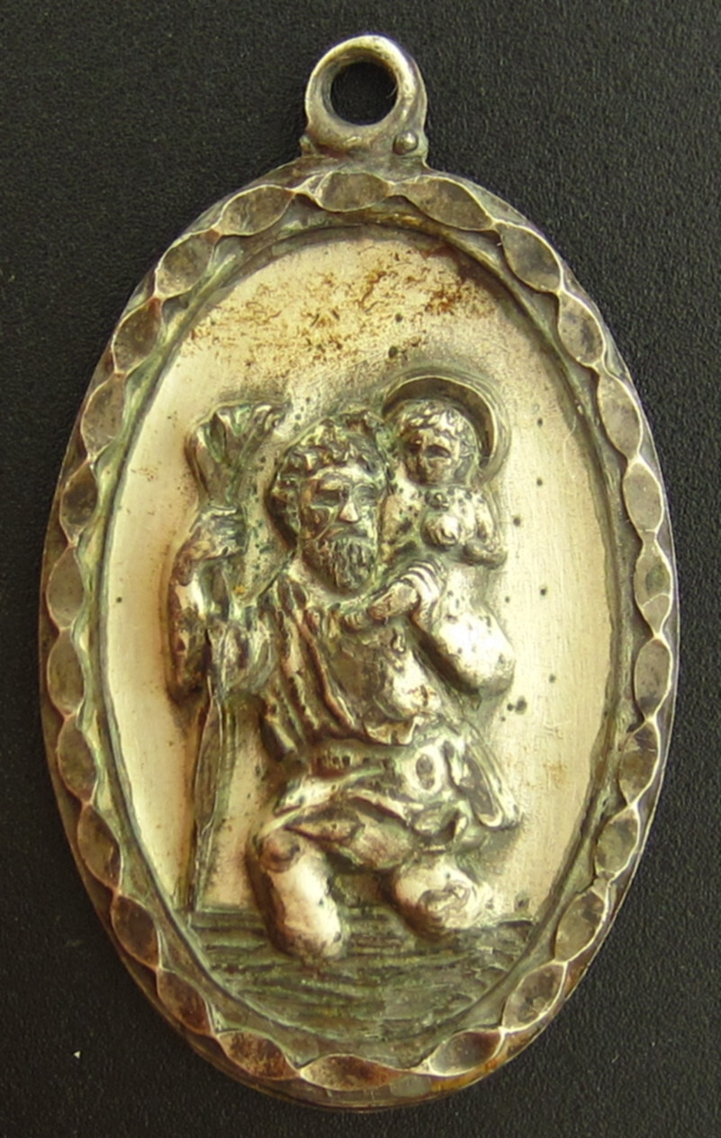 Vintage Saint Christopher Medal Sterling Large 10 Grams Silver Patron of Travel Vintage Saint Christopher Medal Sterling Large 10 Grams Silver Patron of Travel