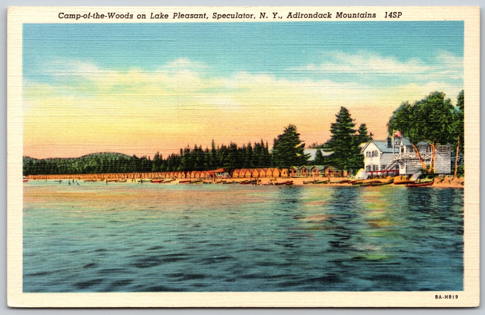 Camp of the Woods Lake Pleasant Speculator NY Adirondacks VINTAGE Postcard 4693
