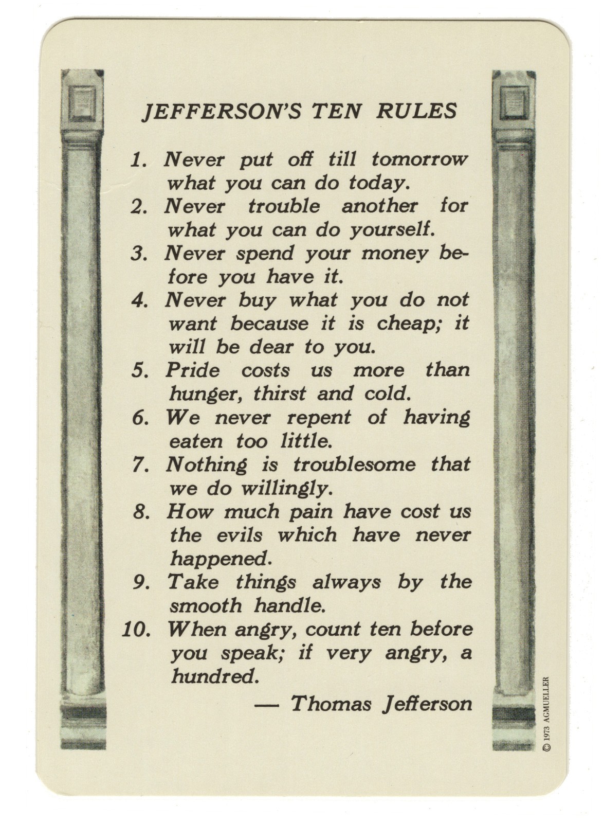 Thomas Jefferson's ten rules, American History, 3¼