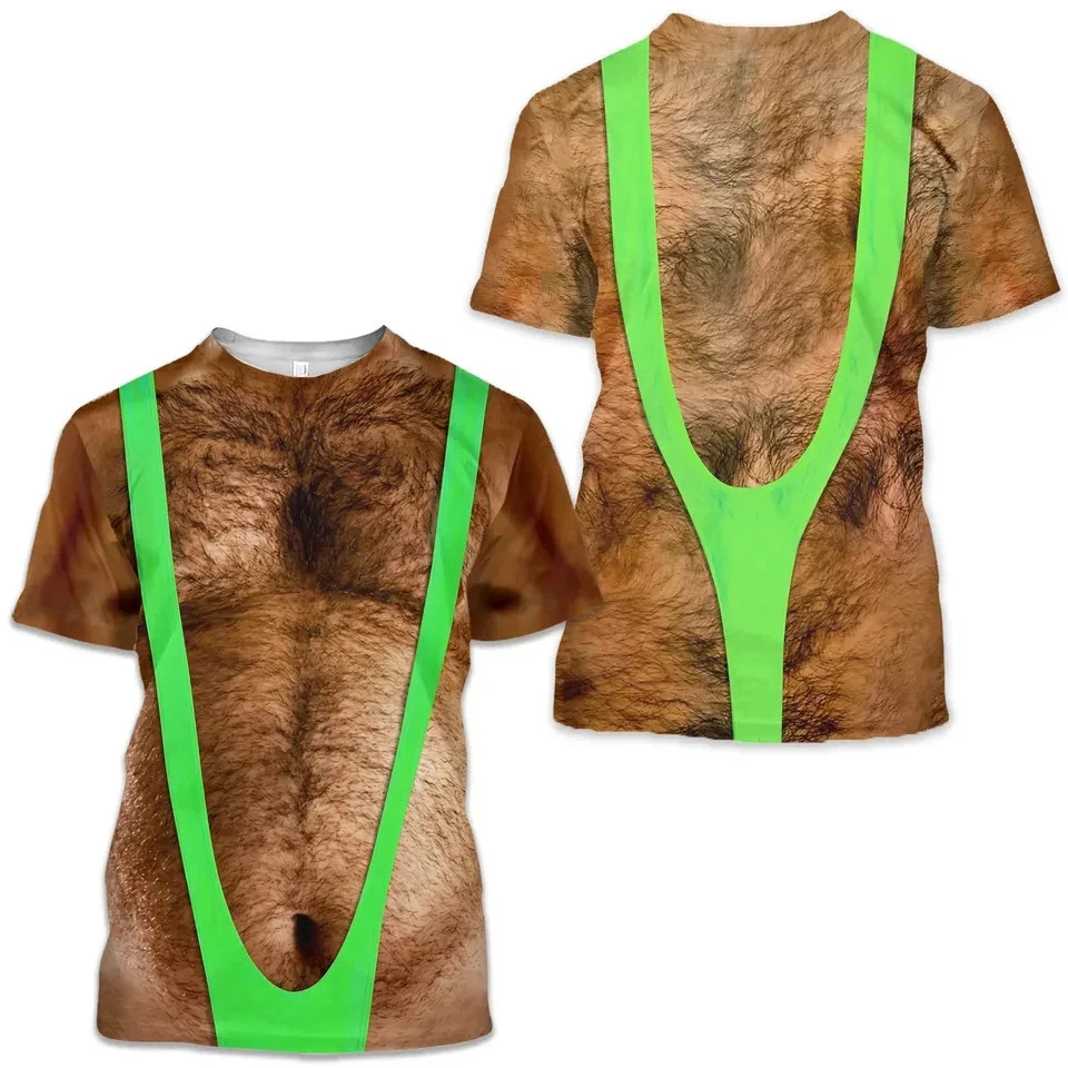 Funny Hairy Chest Mens Short Sleeve 3D T-Shirt