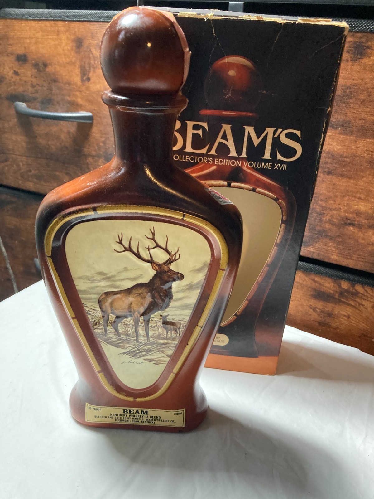 Vintage Beam’s Choice Bourbon Edition Bull Elk  James Lockhart Empty w Orig. Box