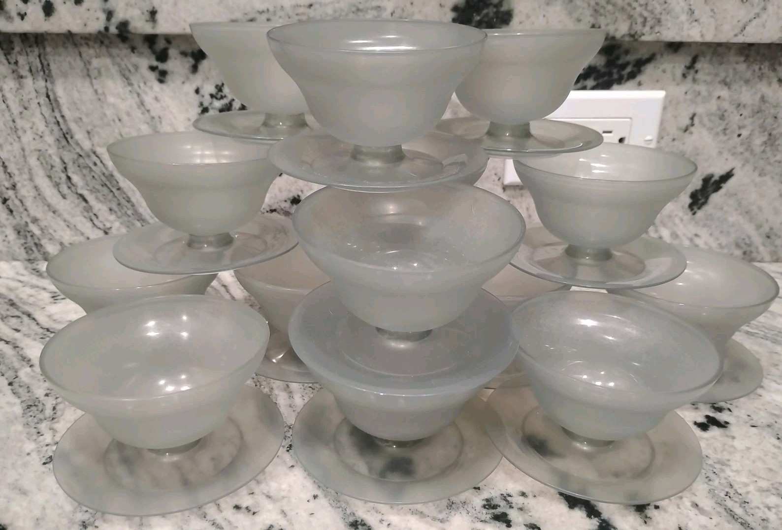 Lot of 14 Tupperware Dessert Sundae Dish 754 Smokey Grey 5 Lids