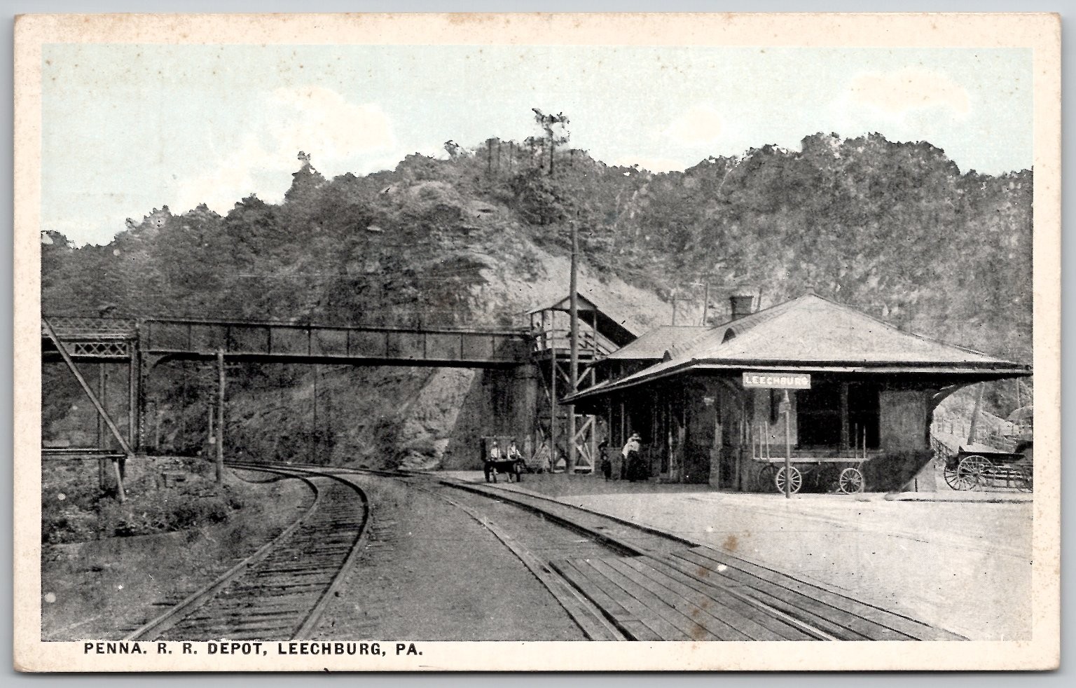 Leechburg PA Pennsylvania Railroad Depot Penna RR Station Vintage Postcard
