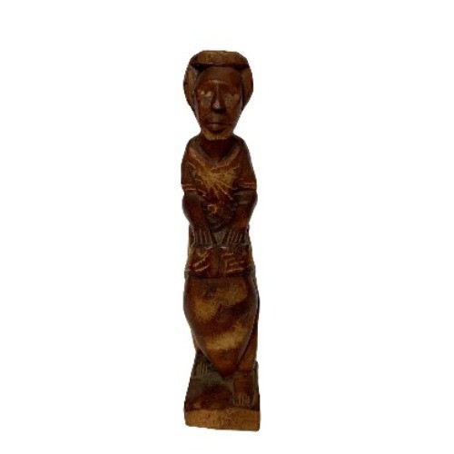 Vintage Wooden Man Carving with Drum Vintage Wooden Man Carving with Drum