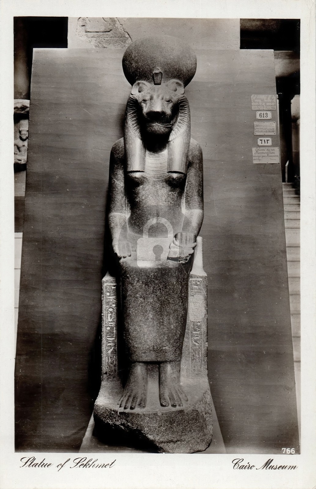 Egypt Statue Sekhmet Cairo Museum c1940's RPPC Photo Postcard COPY