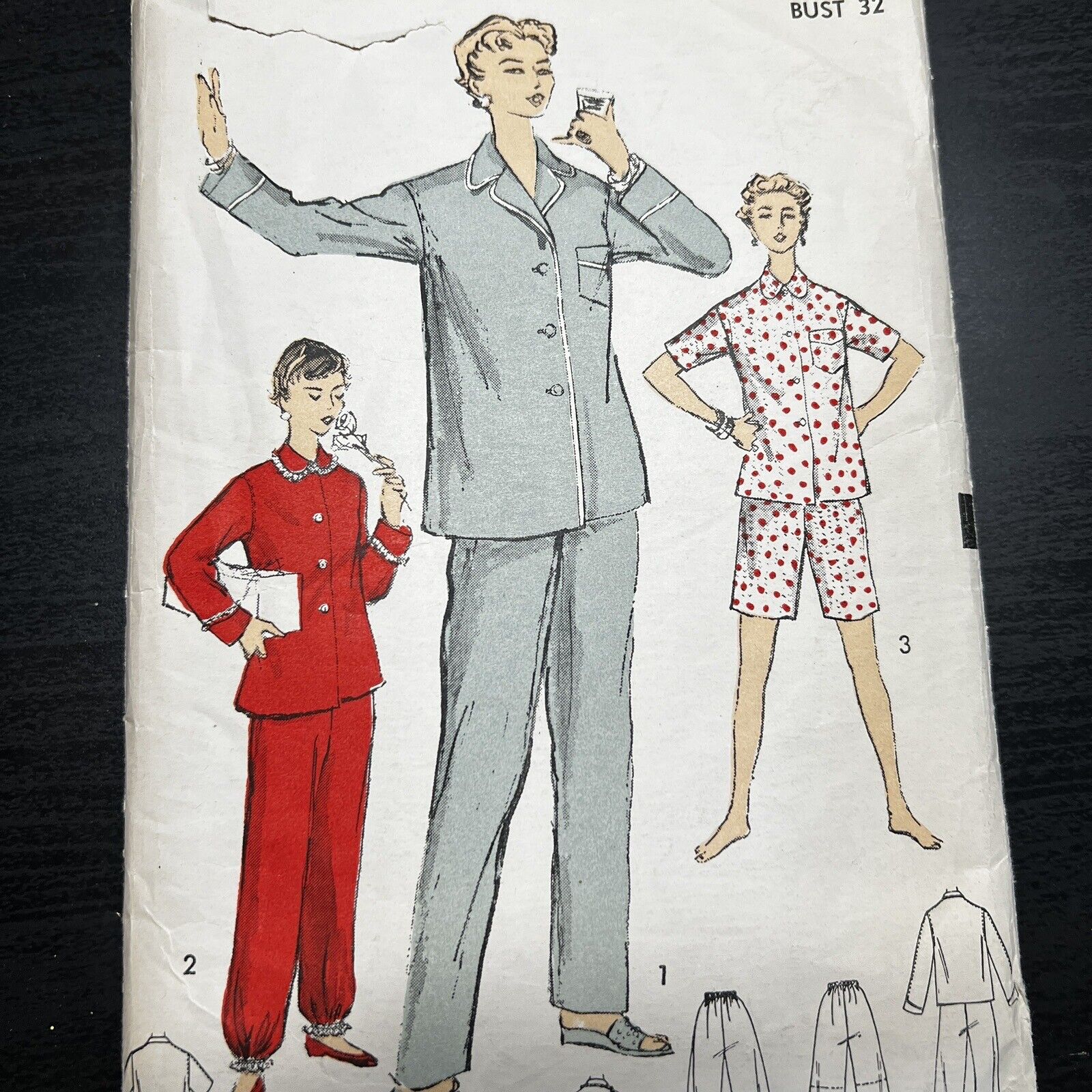 Vintage 1950s Advance 6567 Classic Collared Coat Pajamas Sewing Pattern 14 USED