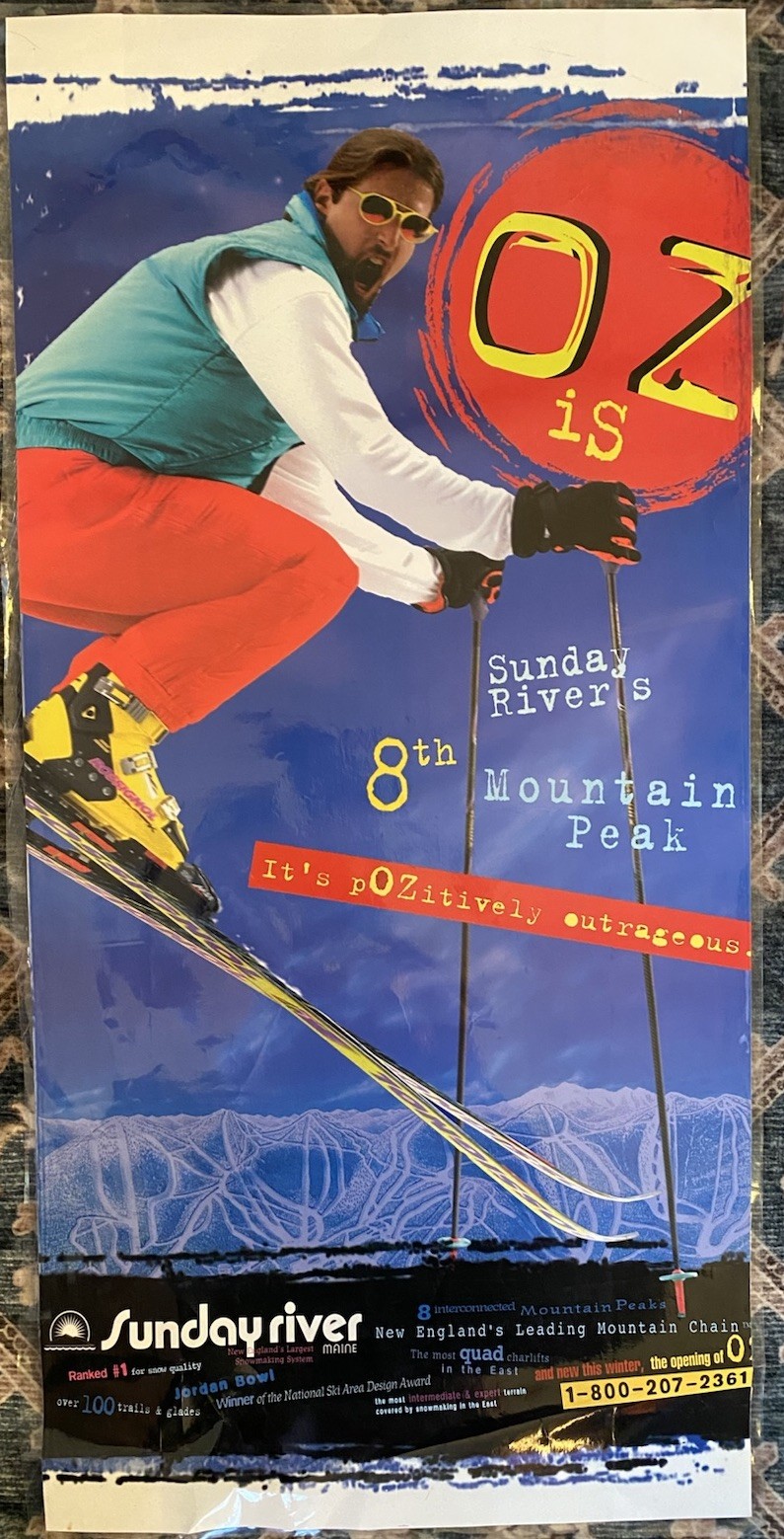 Vintage 1995 Sunday River Maine Ski Poster OZ 8th Peak Original 35x17