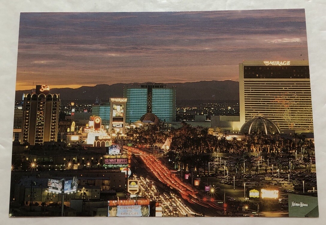 Looking South Along The Fabulous Las Vegas Strip At Sunset. Postcard (Q2)