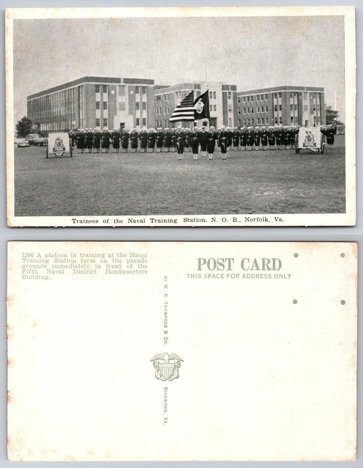 Naval Training Station Norfolk VA Trainees Postcard