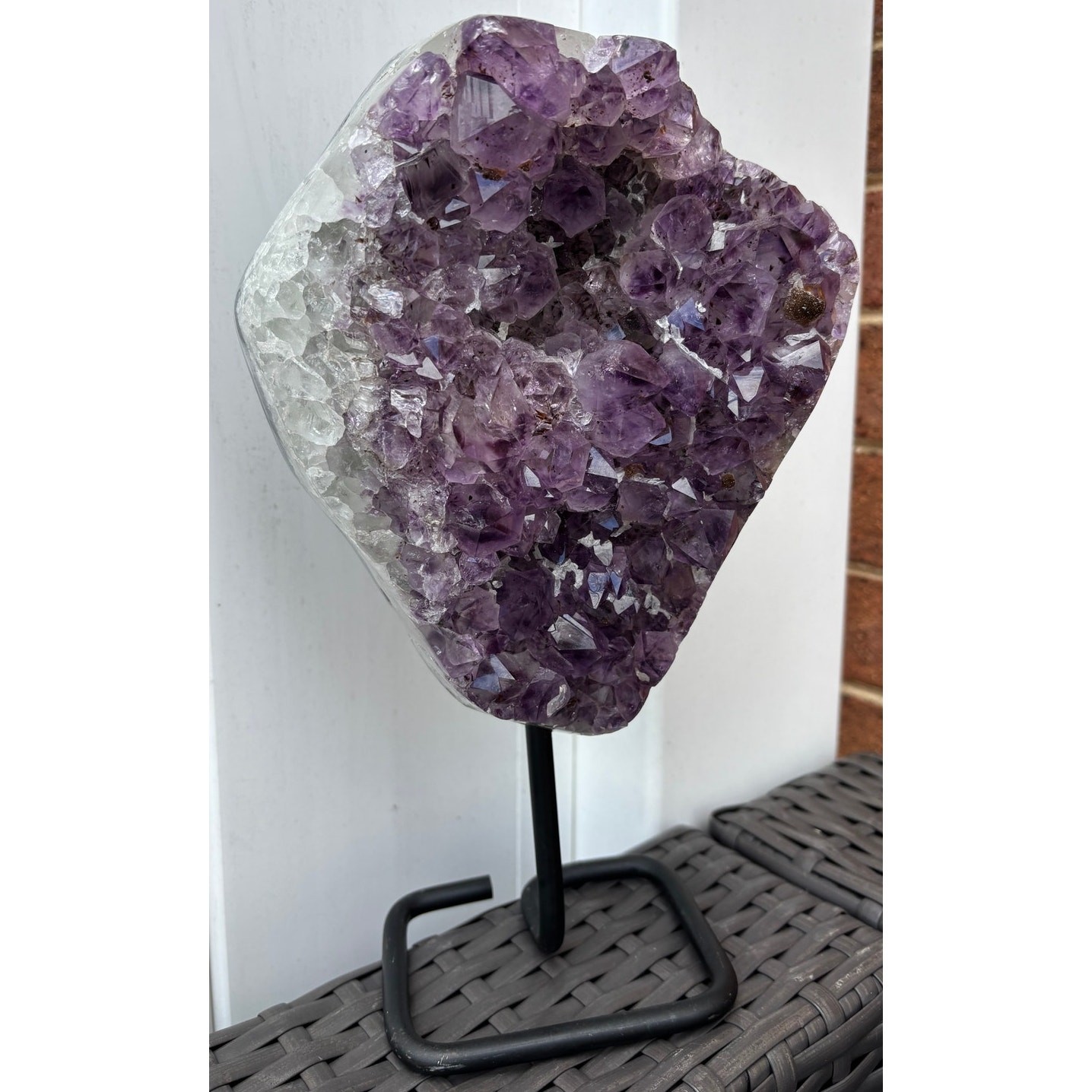 Large Brazilian Amethyst Geode Crystal Cluster on Stand 7.45lb Natural Specimen