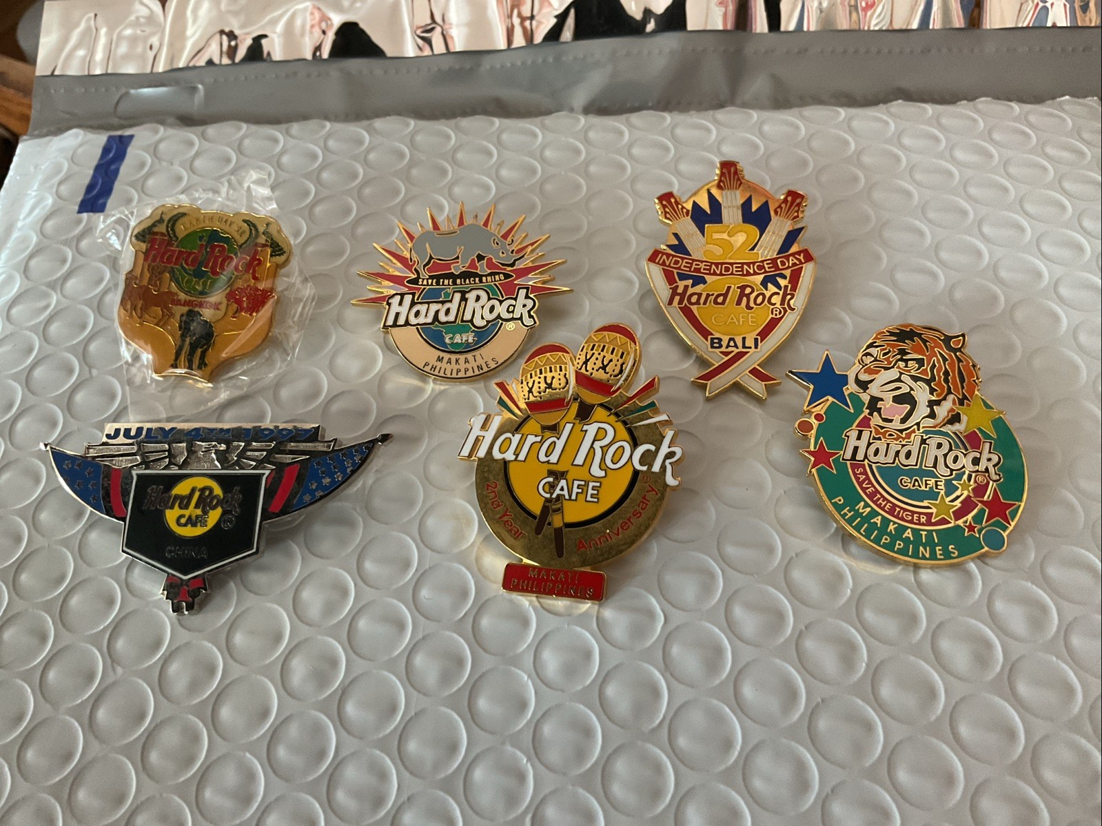 6 Different Hard Rock Cafe pins Makati Philippines Pins Old Original