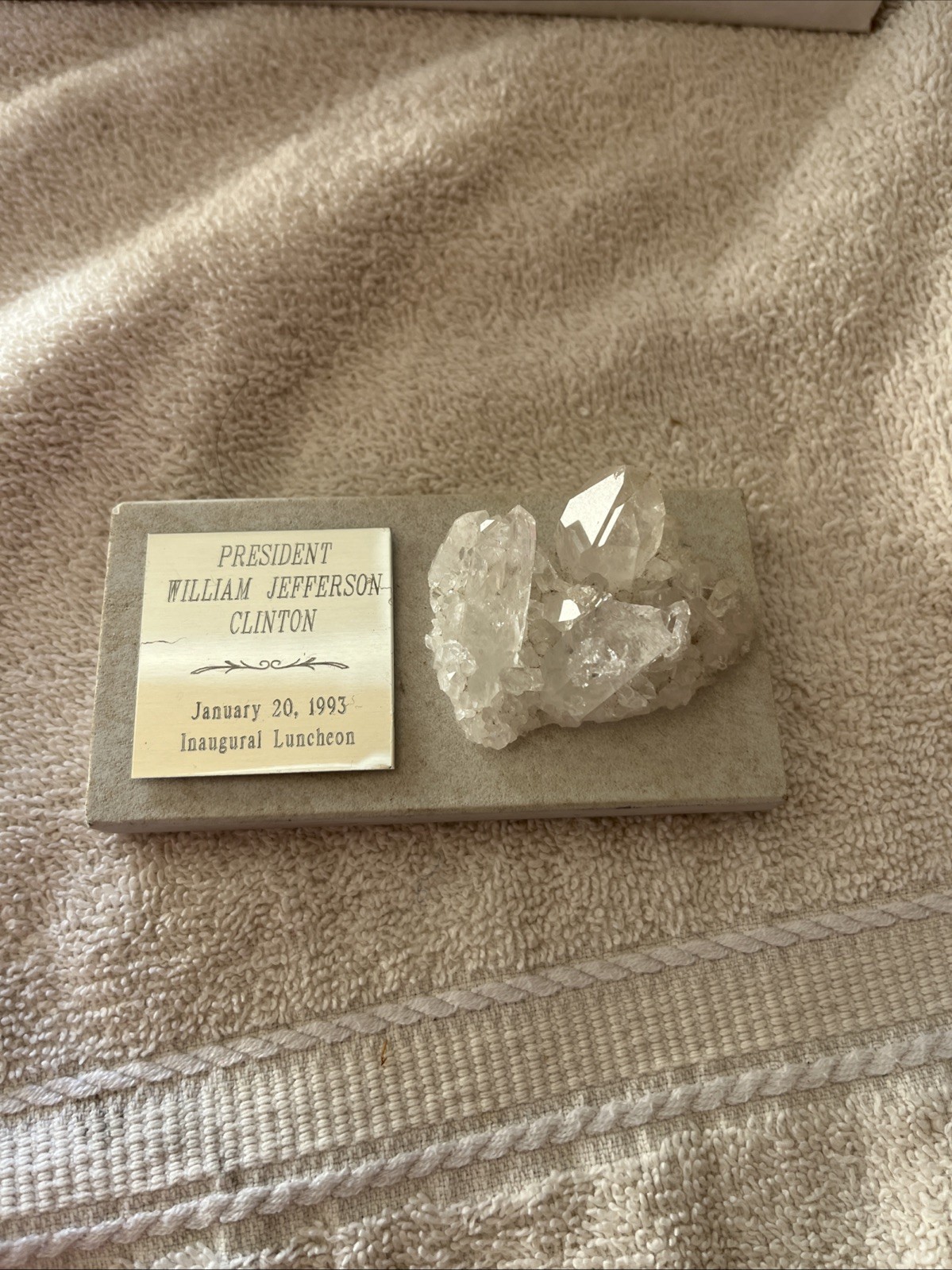 Very RARE Bill Clinton Inaugural Luncheon Table Piece 1/93 Crystal on Whetstone
