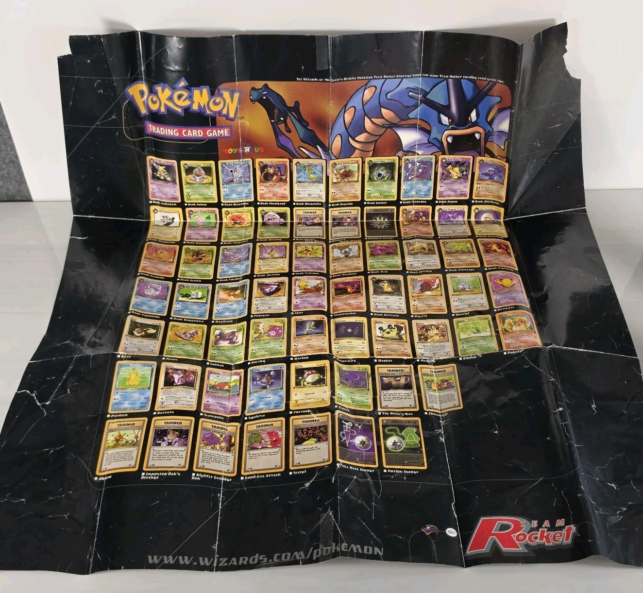 Vintage Pokémon Team Rocket TCG Poster Deck Construction Guide Toys R Us WOTC