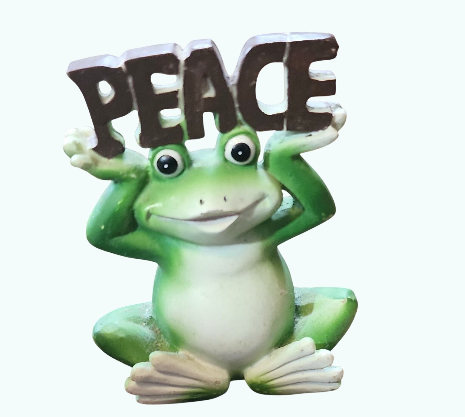 Resin Frog Figurine Holding \