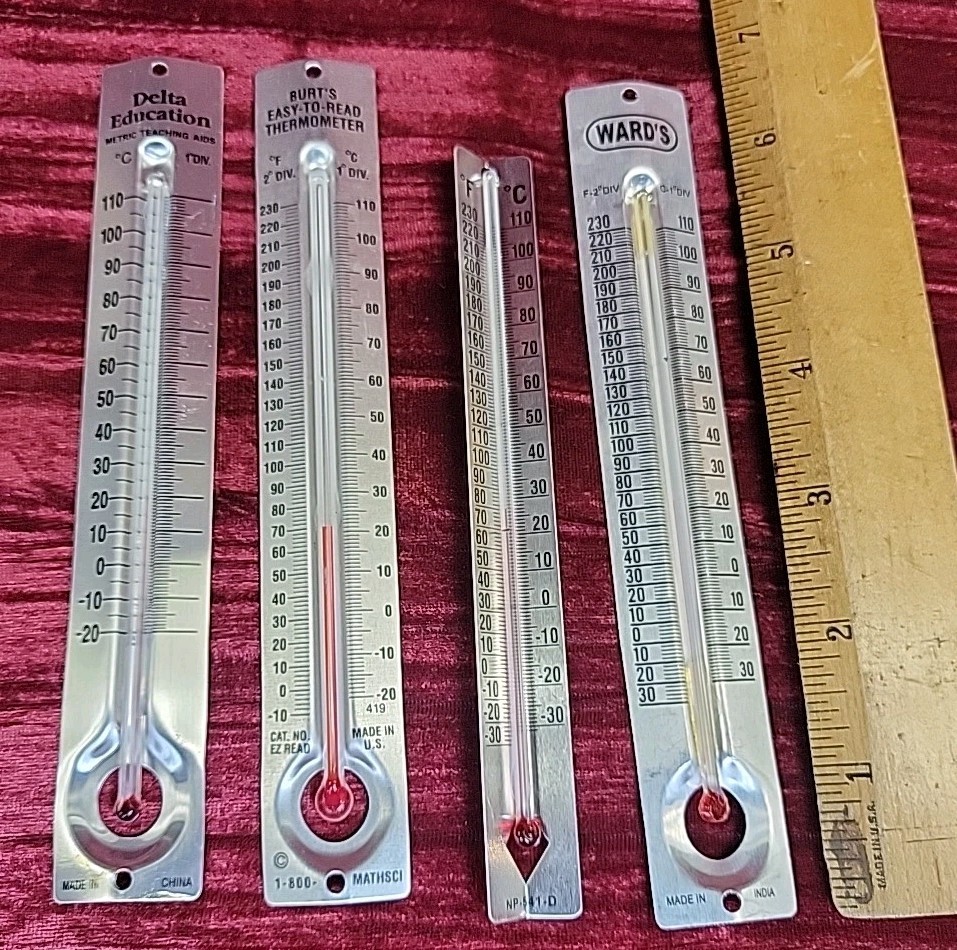 12X LOT MIXED BRAND NOS ALUMINUM SMALL WALL SCIENCE MATH LAB THERMOMETER