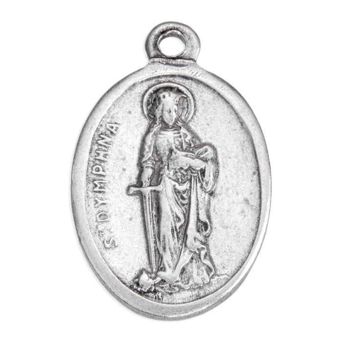 Saint. Dymphna Patron Saint of Stress - Italian Silver-Tone OX 1 inch Medal Saint. Dymphna Patron Saint of Stress - Italian Silver-Tone OX 1 inch Medal