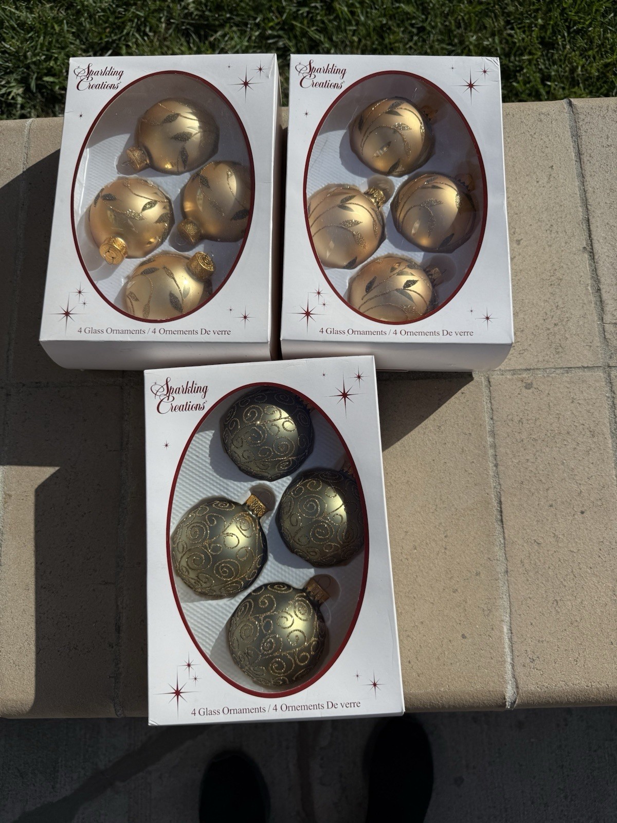 Vintage Sparkling Creations Ornaments  2.5 inch Lot Of 12 Glass in Orig Box