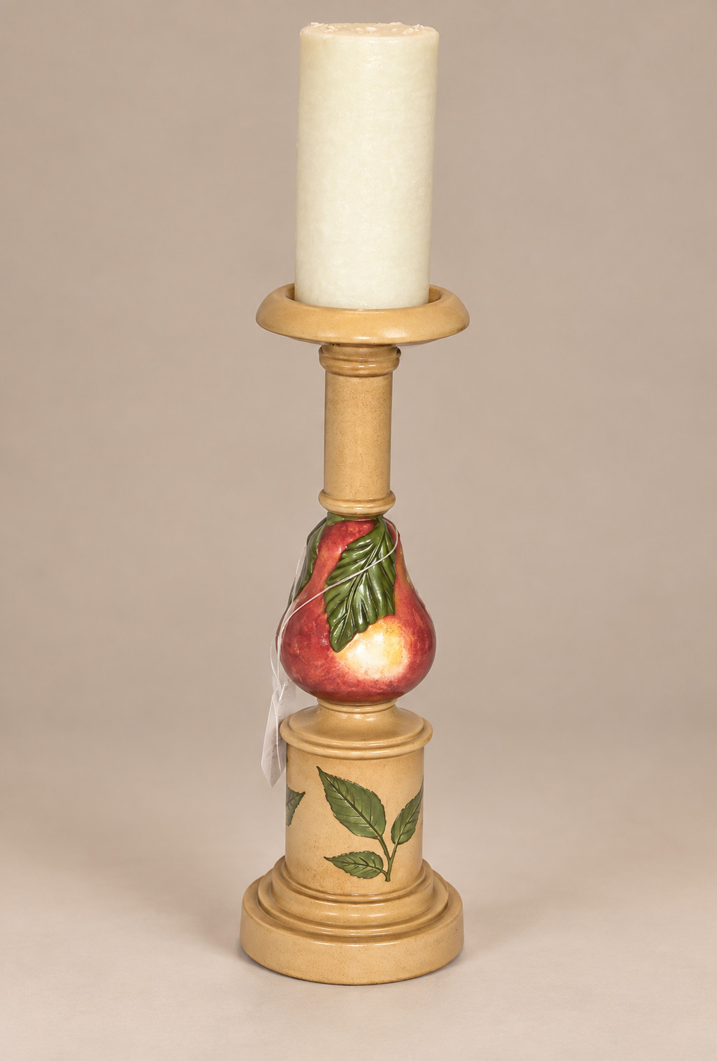 Vintage Pair Murray Feiss Ceramic Candlesticks in Box Autumn Fruit Leaf Decor