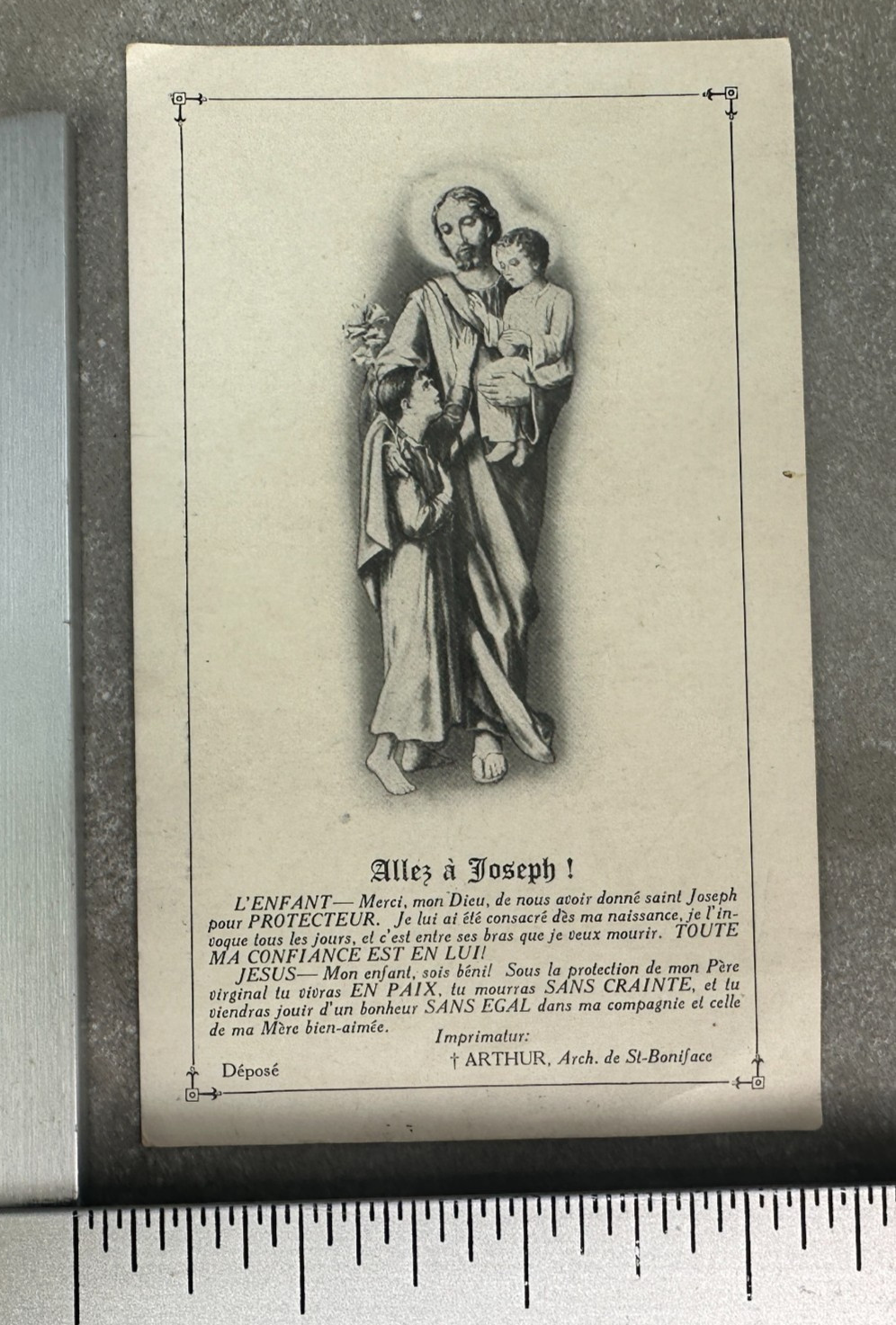 VTG French Catholic Holy 30s Card Otterburne, Manitoba Angele Proulx St.Boniface