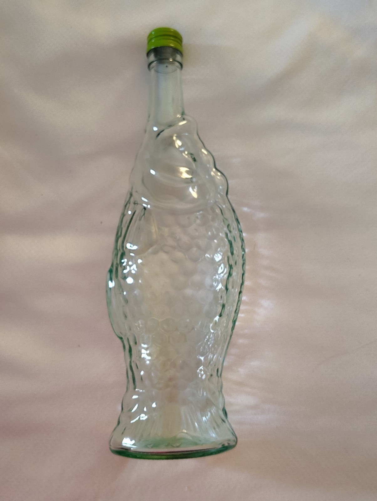 EMPTY Light Green Glass Fish ShapedWine Bottle 13