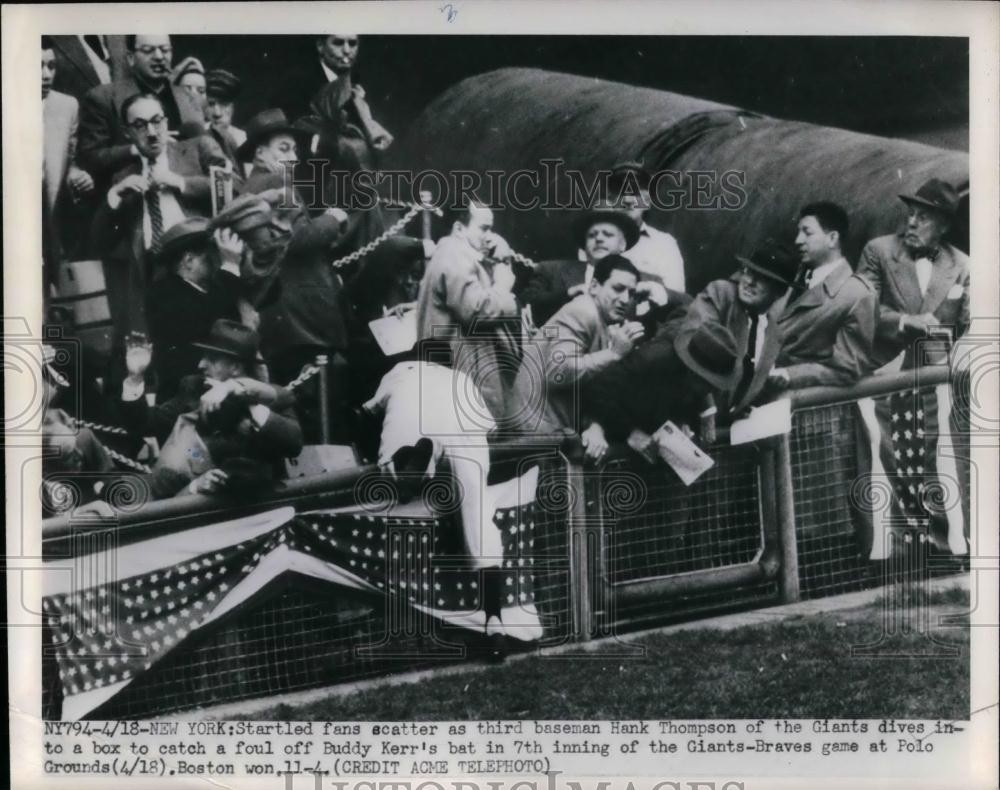 1950 Press Photo Giants 3rd Baseman Hank Thomson - nea24330