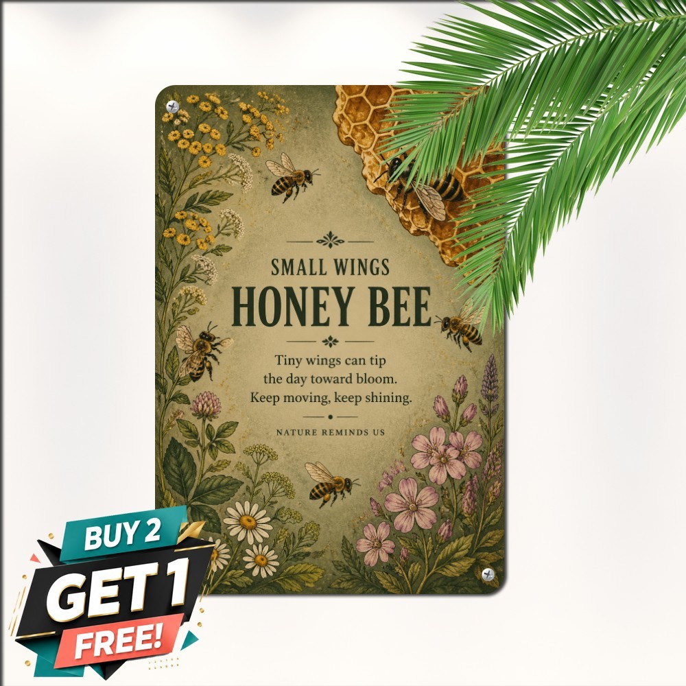 Sweet Honey Bee Quote Rustic Farmhouse Kitchen Metal Tin Sign 8x12 Wall Plaque