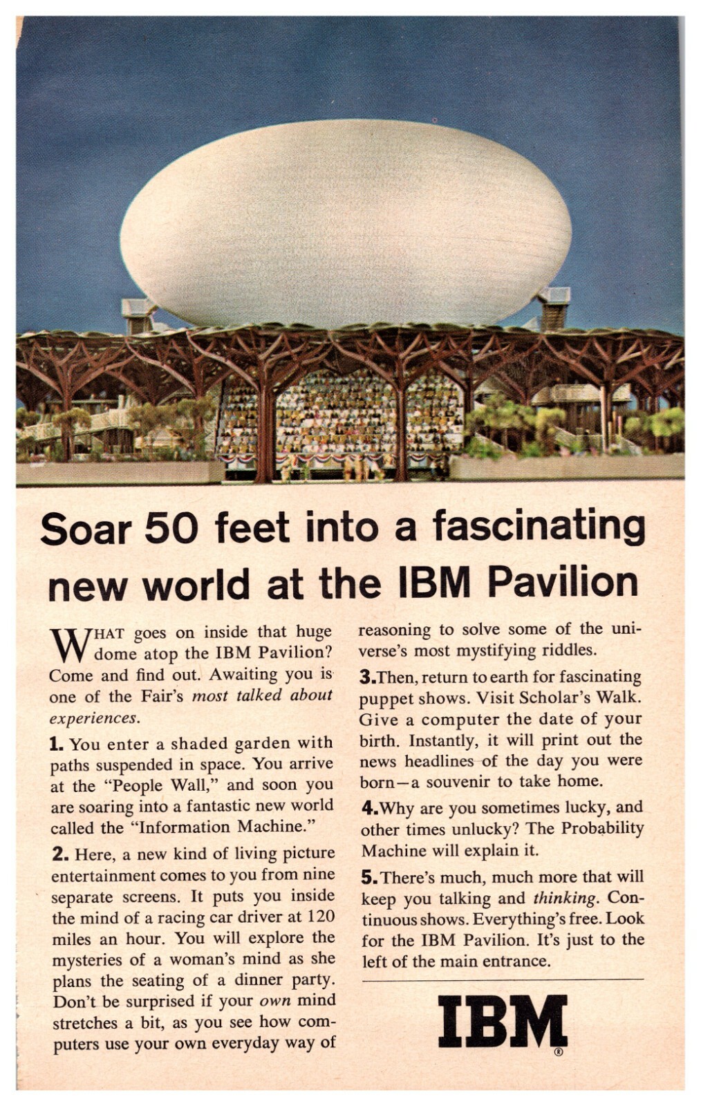 1964 IBM Vintage Print Ad New York World\'s Fair Computer Pavilion