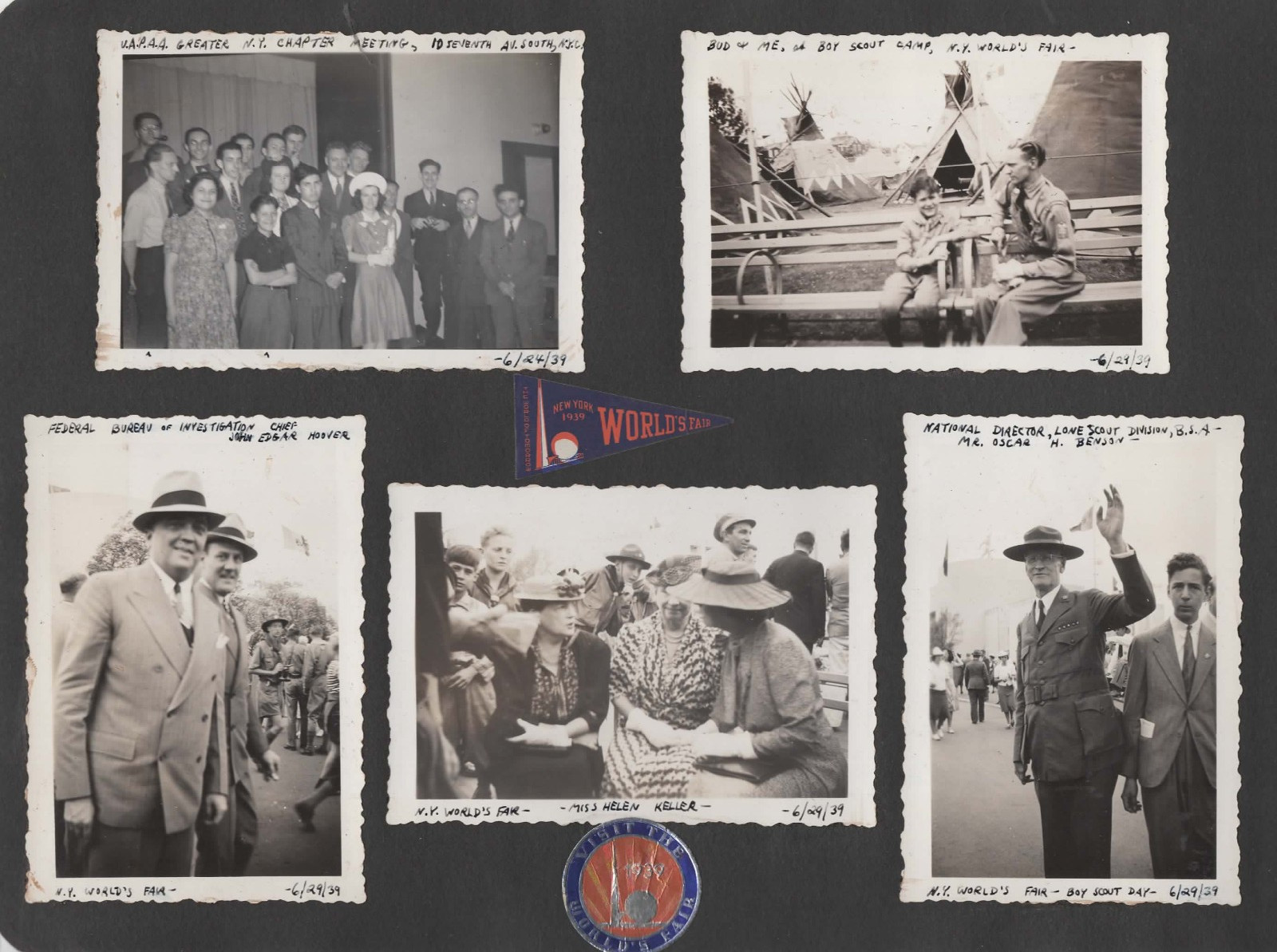 1939 NY Worlds Fair 10 Original Photos J Edgar Hoover Helen Keller Boy Scouts