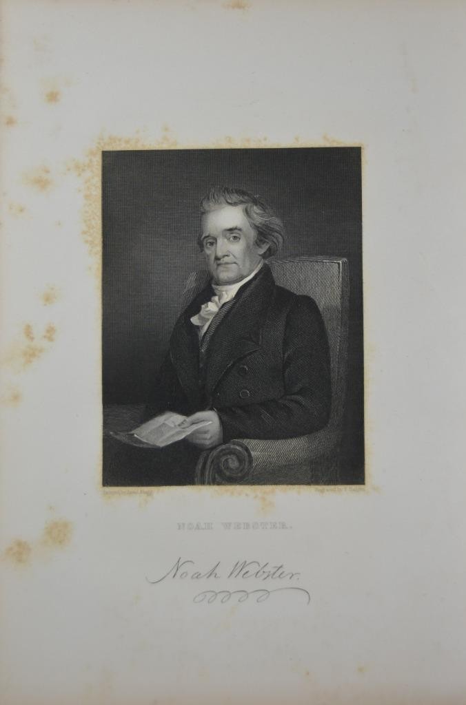 Antique United States Connecticut Senator Noah Webster Original 1834 Engraving