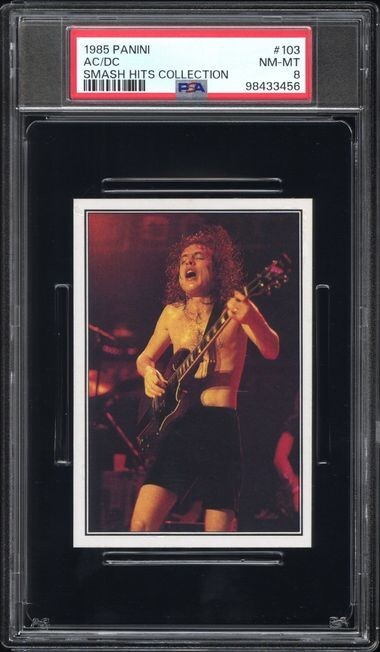 1985 Panini Smash Hits Collection #103 AC/DC - Angus Young- PSA 8- Tough Grade