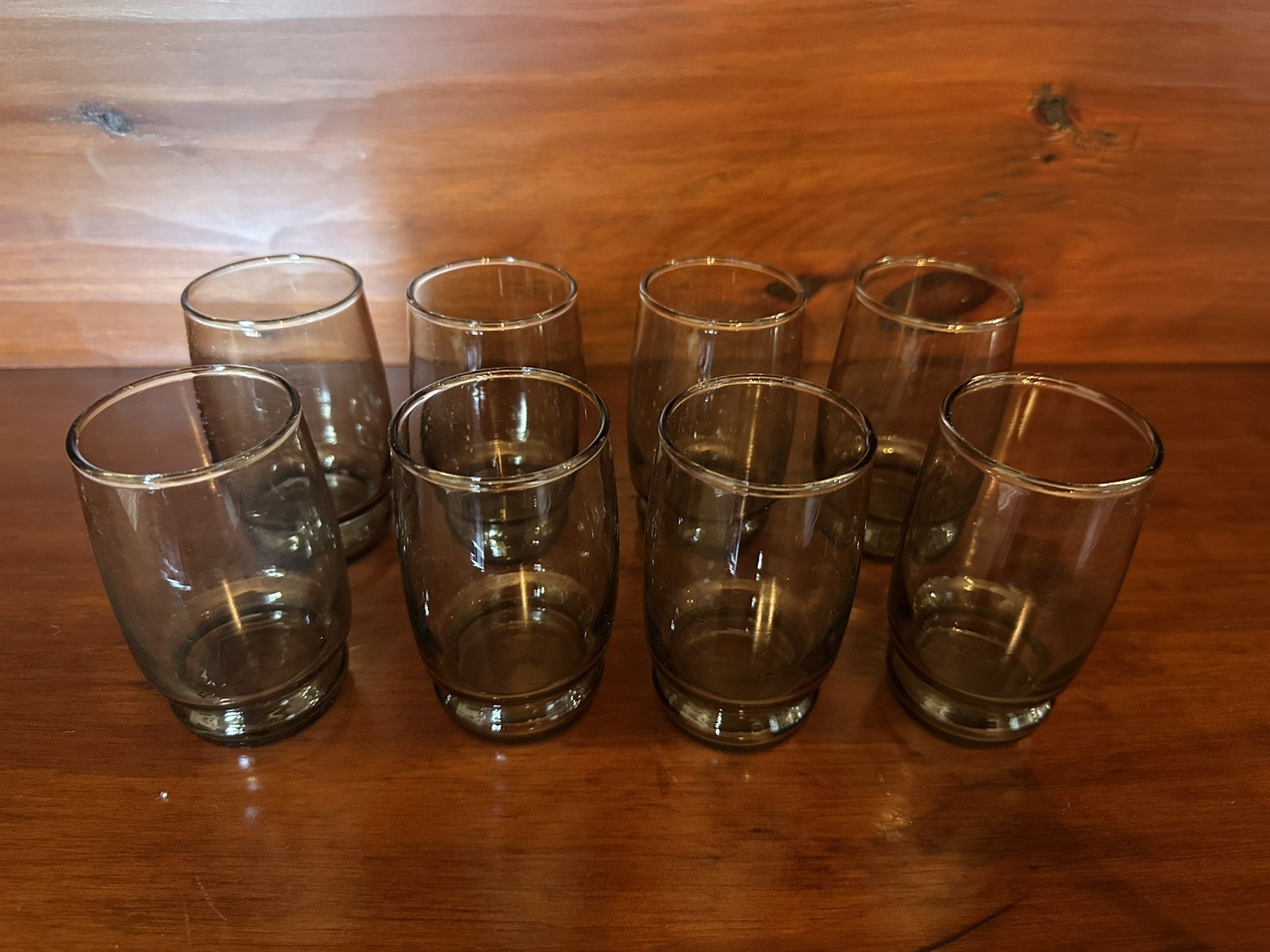 Vintage Libby smoked Brown Eight Piece Set Of Glasses excellent Condition