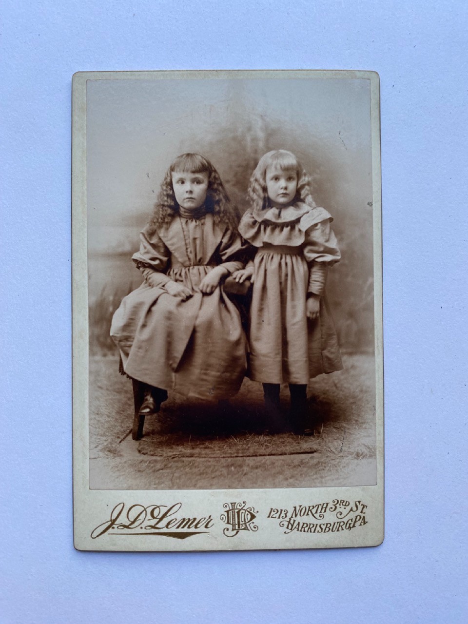Antique Cabinet Photo Two Children J. D. Lemer Harrisburg PA c1890s